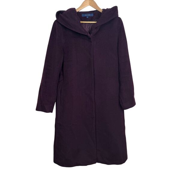 Cole Haan Size 14 Purple Wool Coat with Hood Pockets Lined Jacket - Picture 1 of 6